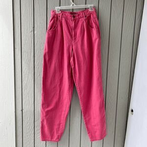 Vintage 90s LizWear Mom Jeans Red Pink Cotton High Rise Tapered Denim Sz 10